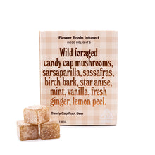 Load image into Gallery viewer, Rose Los Angelese collaborated with Mushroom People, to create Candy Cap Rootbeer. Wild foraged Candy Cap mushrooms are highlighted for their maple-syrup notes and complemented with a 12 ingredient house-made root beer blend, including sarsaparilla, sassafras, birch bark, star anise, mint, vanilla, fresh ginger and lemon peel.