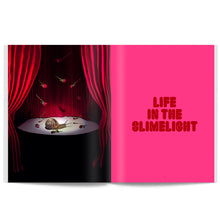 Load image into Gallery viewer, Snail World: Life in the Slimelight is a collection of absorbing snapshots from an alternate universe where snails drink bubble tea at the mall, hit tiny bongs, and get beamed up into flying saucers.